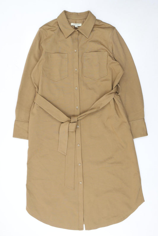 Marks and Spencer Women Brown Size 14 Belted Shirt Dress