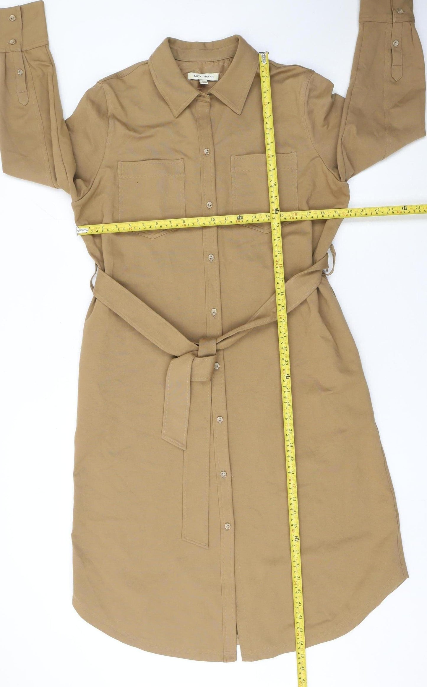 Marks and Spencer Women Brown Size 14 Belted Shirt Dress