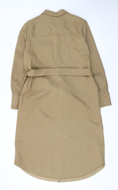 Marks and Spencer Women Brown Size 14 Belted Shirt Dress