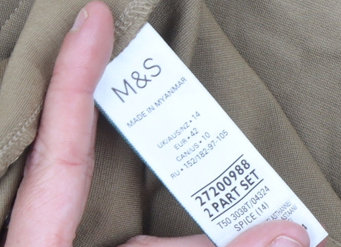 Marks and Spencer Women Brown Size 14 Belted Shirt Dress