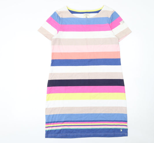 Joules Women's Multicoloured Stripe Cotton T-Shirt Dress Size 14