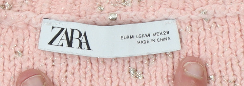 Womens UK Size M Zara Pink Pullover Jumper