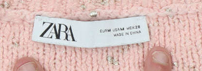 Womens UK Size M Zara Pink Pullover Jumper