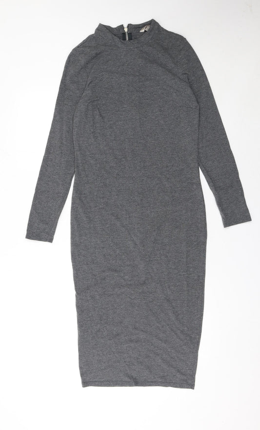 Marks and Spencer Women Grey Size 12 Bodycon Midi Dress