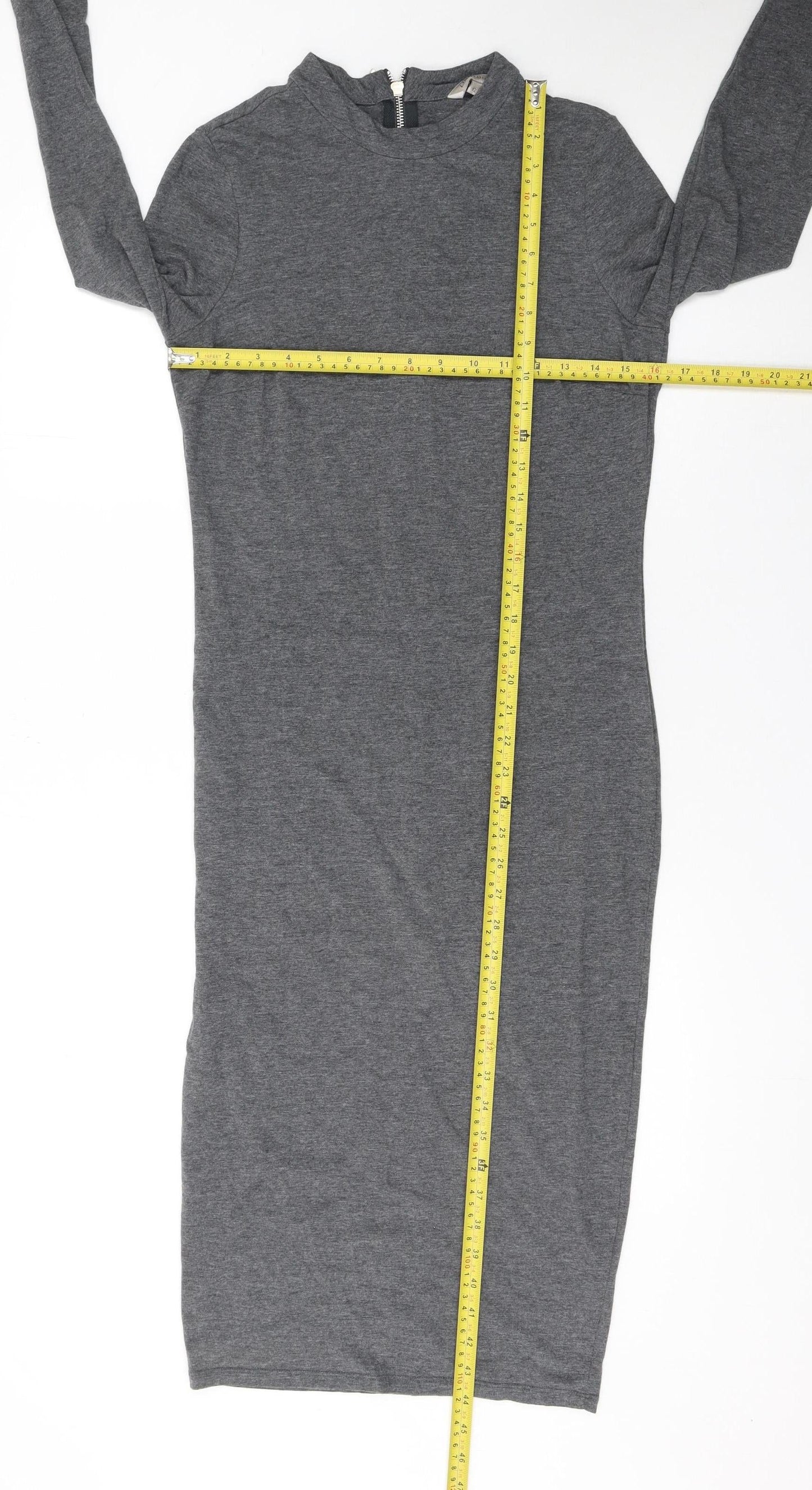 Marks and Spencer Women Grey Size 12 Bodycon Midi Dress