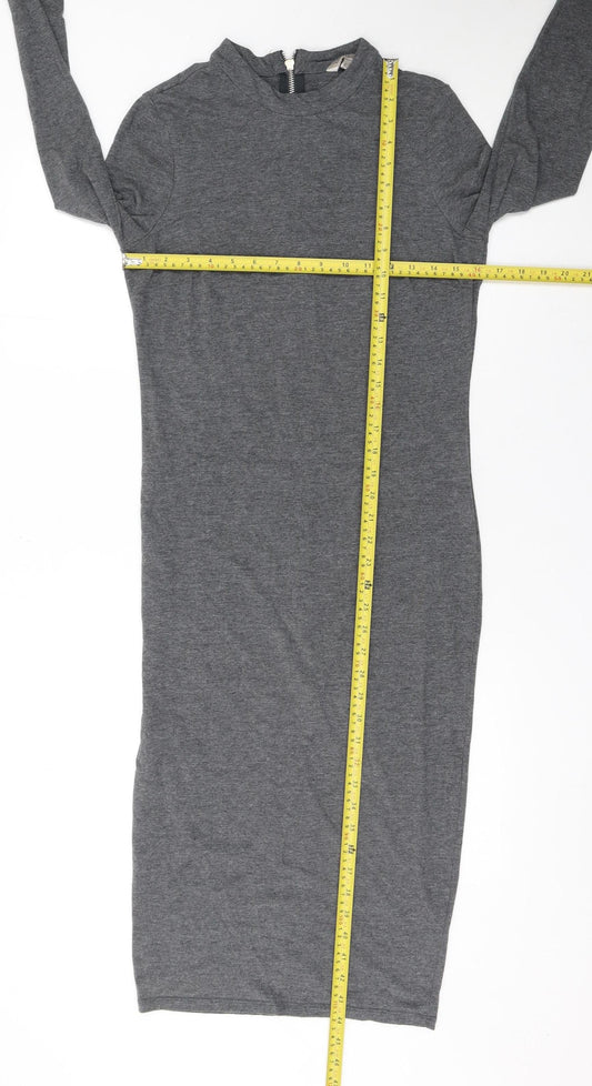 Marks and Spencer Women Grey Size 12 Bodycon Midi Dress