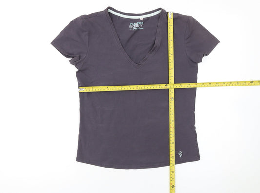 Fat Face Womens Grey V-Neck Short Sleeve Cotton T-Shirt Size 10