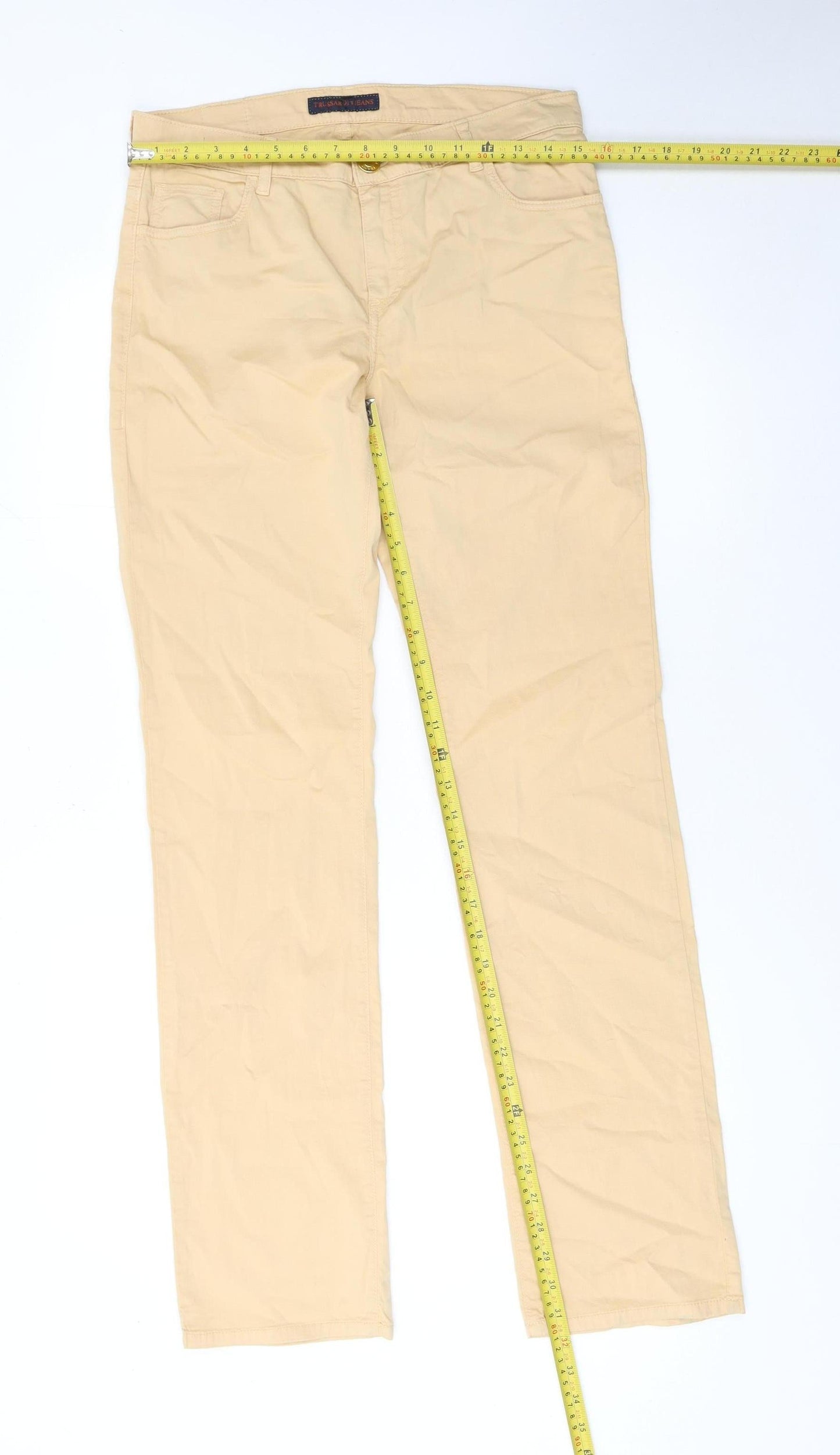Womens UK Size 12 Trussardi Jeans Regular Fit Chino Beige Trousers