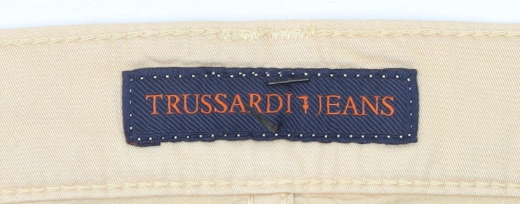 Womens UK Size 12 Trussardi Jeans Regular Fit Chino Beige Trousers