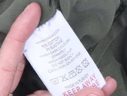 SikSilk Men's Green Long Sleeve Crew Neck Cotton T-Shirt Size S