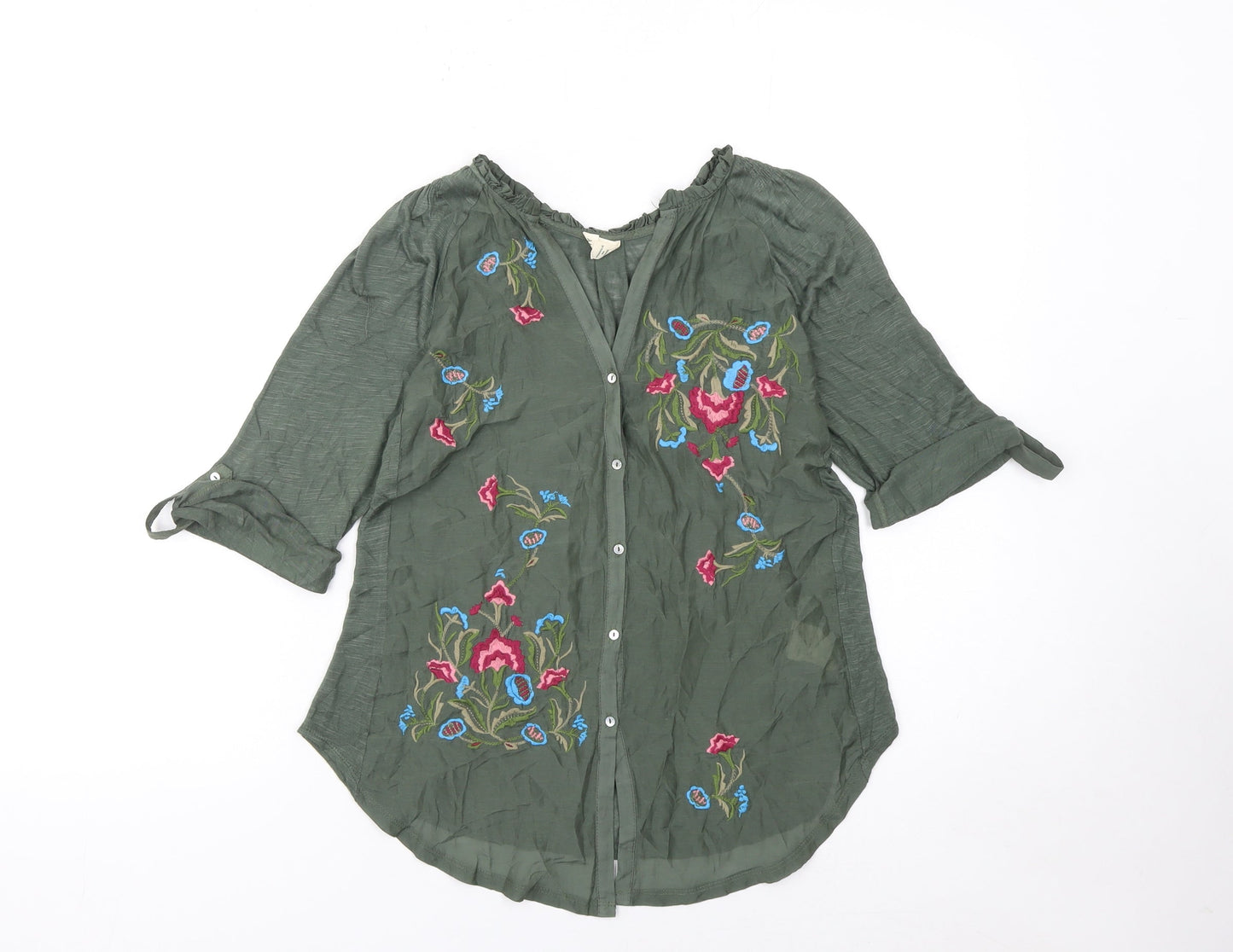 Womens UK Size XS Tiny Green Bohemian Blouse
