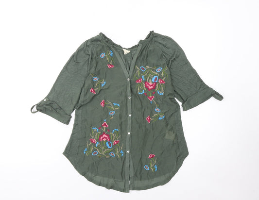 Womens UK Size XS Tiny Green Bohemian Blouse