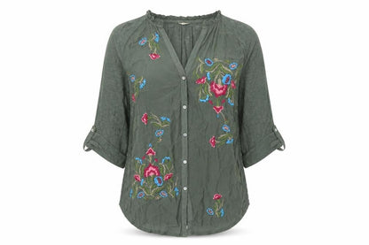 Womens UK Size XS Tiny Green Bohemian Blouse
