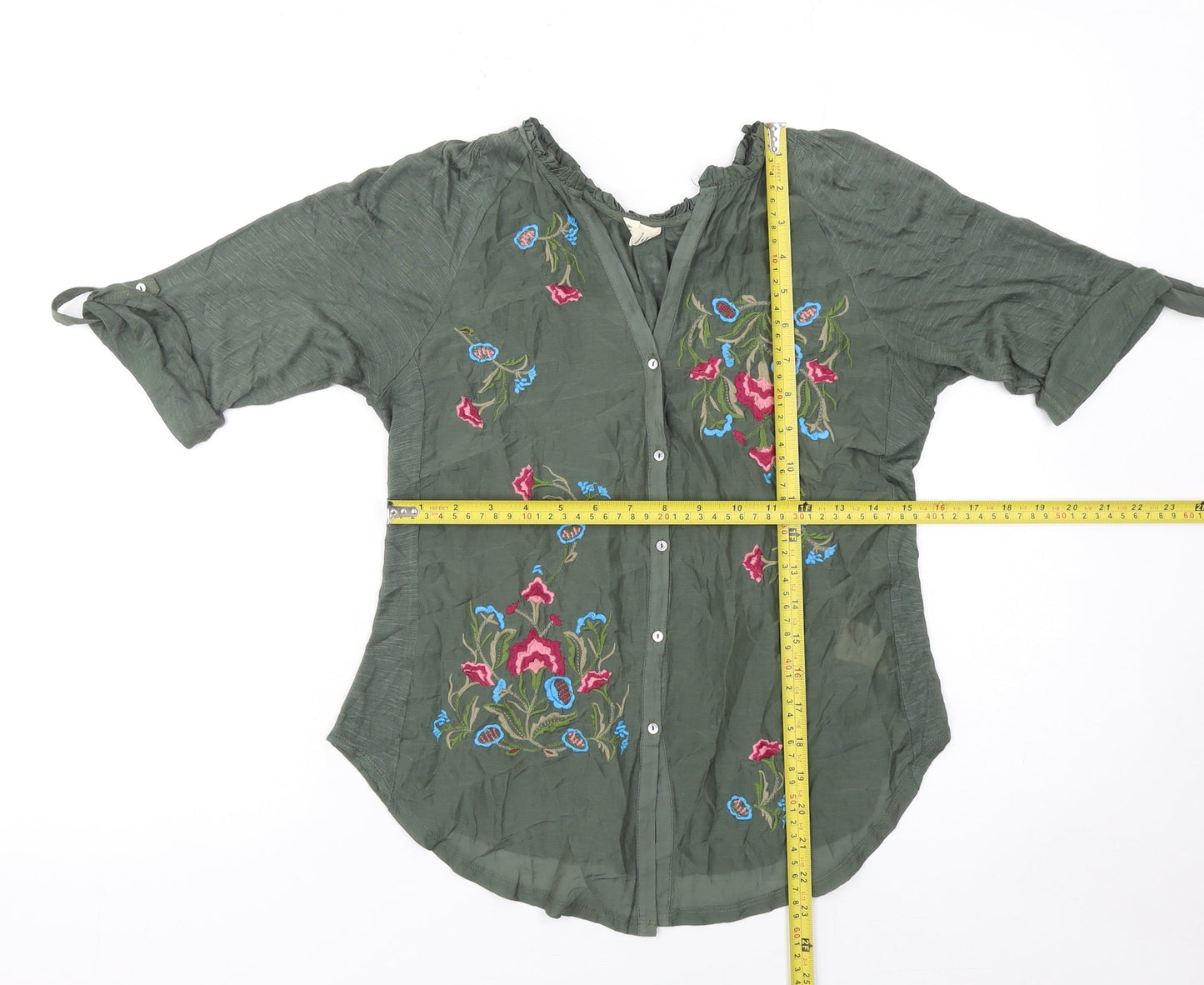 Womens UK Size XS Tiny Green Bohemian Blouse