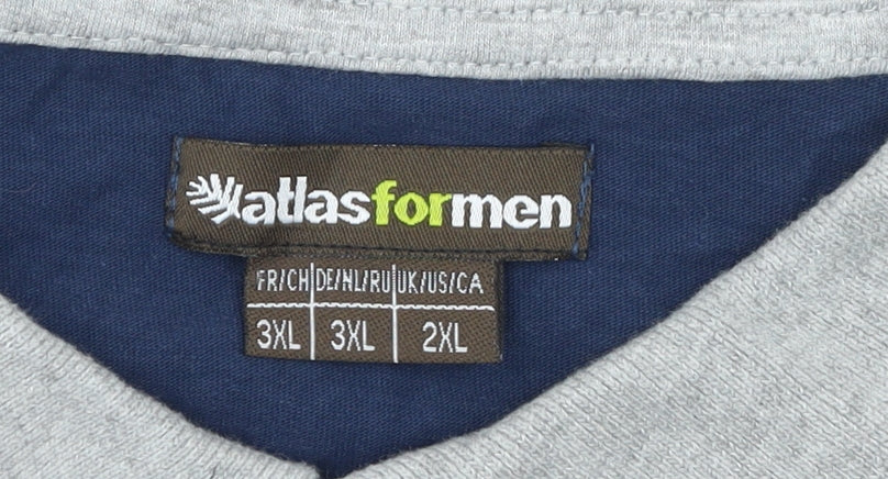 Atlas for Men Blue Long Sleeve Cotton Polo Shirt Men 2XL Regular Fit