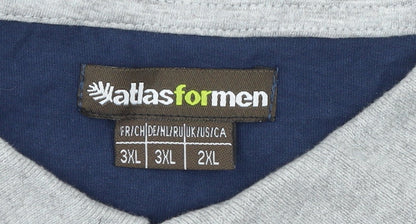 Atlas for Men Blue Long Sleeve Cotton Polo Shirt Men 2XL Regular Fit