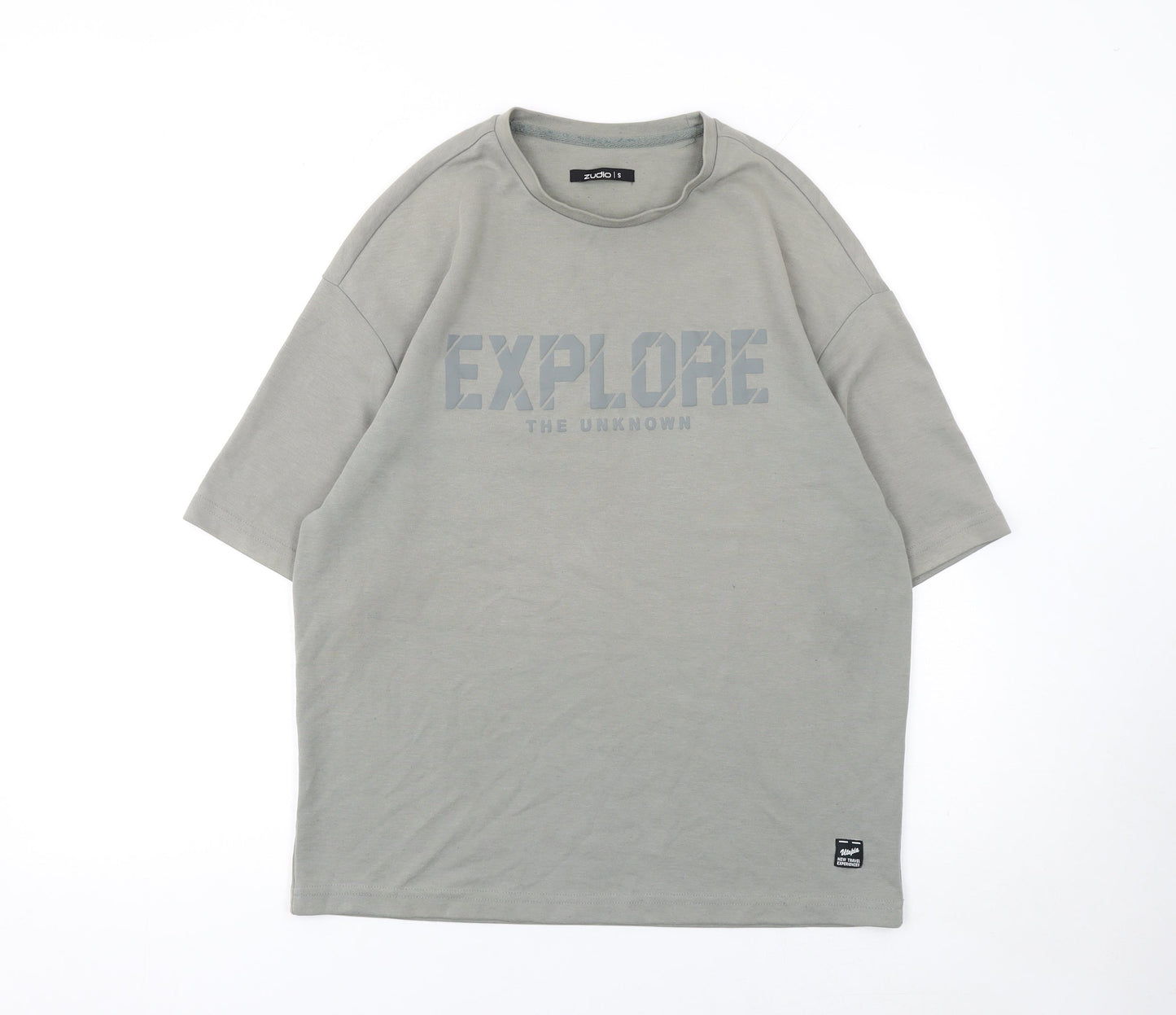 Zudio Men's Grey Explore Graphic Crew Neck Short Sleeve T-Shirt Size S
