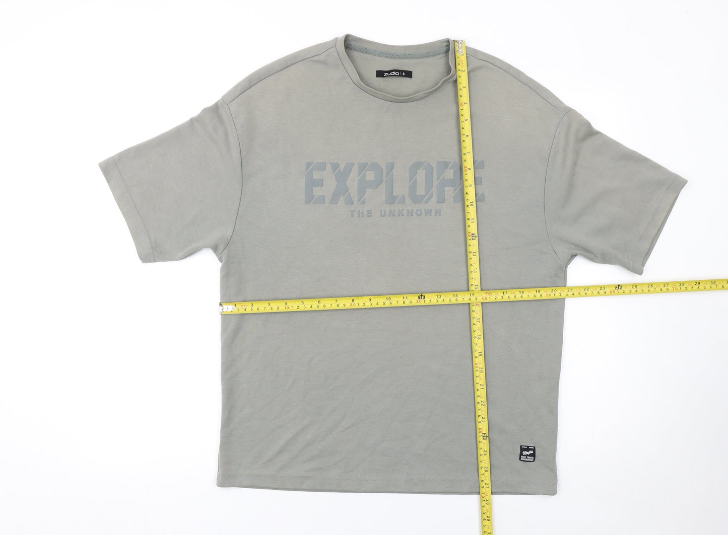 Zudio Men's Grey Explore Graphic Crew Neck Short Sleeve T-Shirt Size S