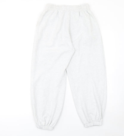 Zara Women Grey Jogger Trousers S Cotton Blend Elastic Waist