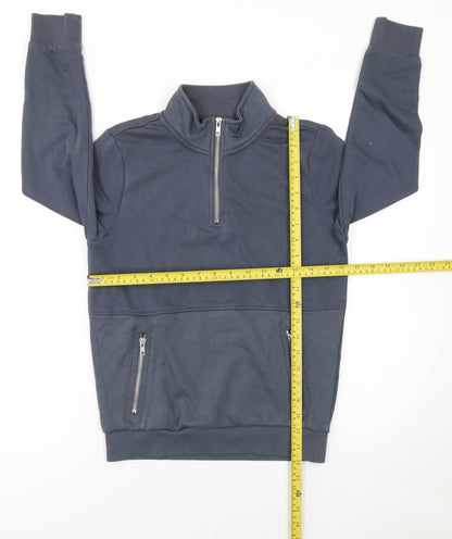 F&F Girls Blue 9-10 Years Half Zip High Neck Long Sleeve Sweatshirt