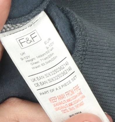 F&F Girls Blue 9-10 Years Half Zip High Neck Long Sleeve Sweatshirt