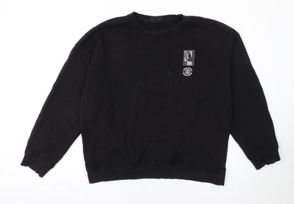 H&M Women’s Black Oversized Crew Neck Graphic Sweatshirt Size L