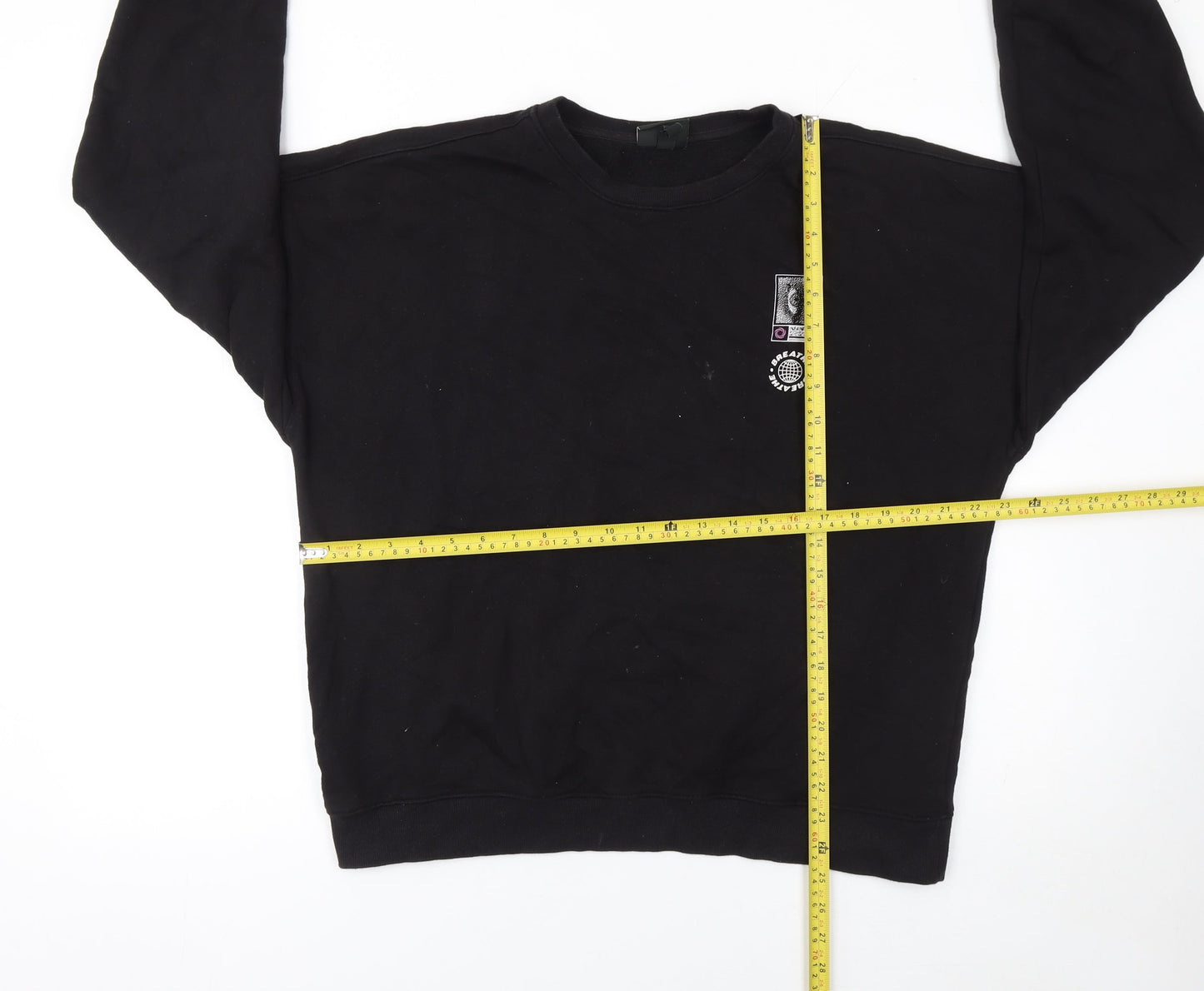 H&M Women’s Black Oversized Crew Neck Graphic Sweatshirt Size L