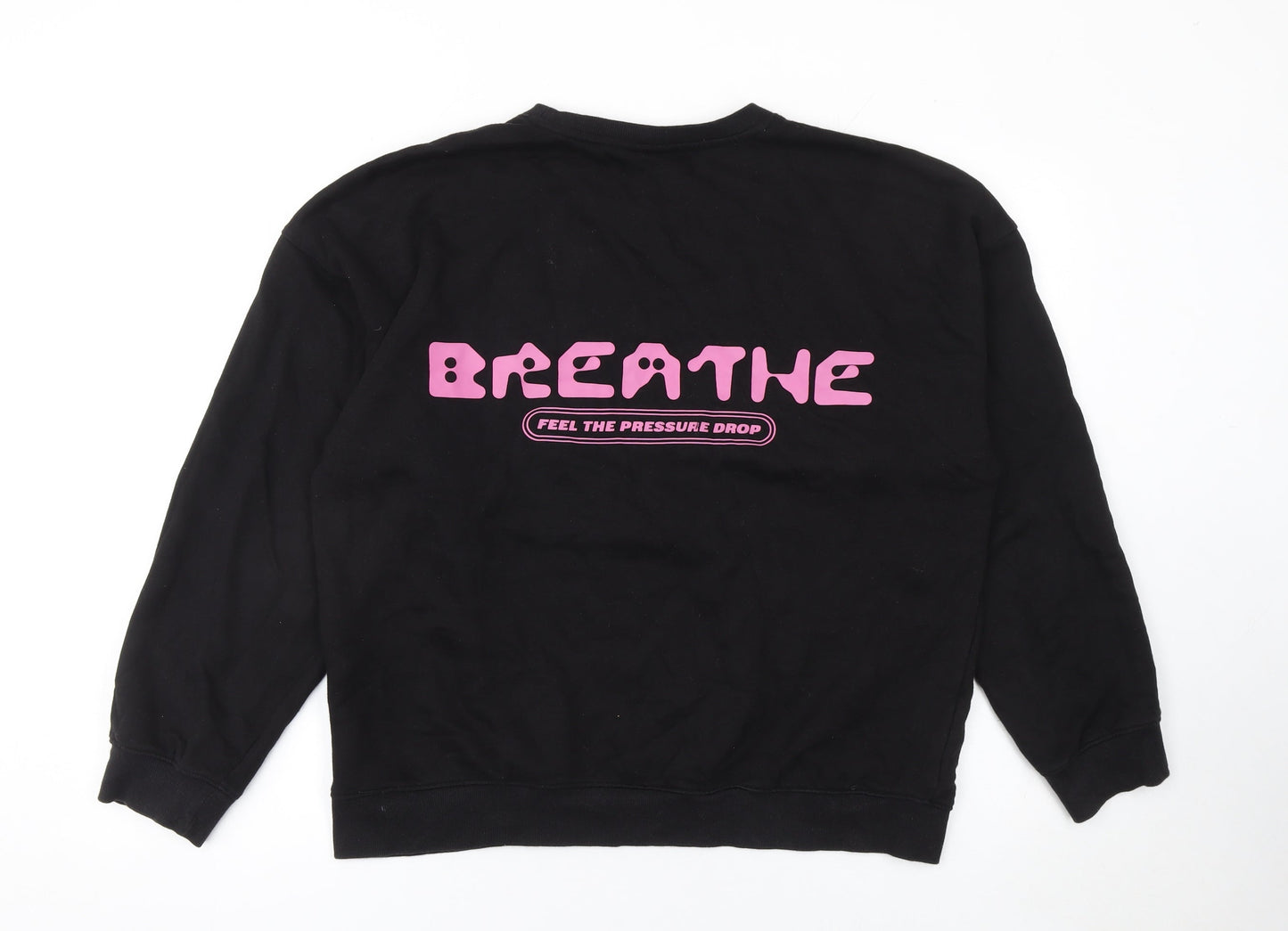 H&M Women’s Black Oversized Crew Neck Graphic Sweatshirt Size L