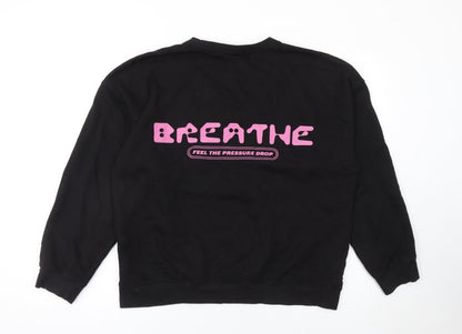 H&M Women’s Black Oversized Crew Neck Graphic Sweatshirt Size L