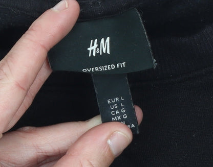 H&M Women’s Black Oversized Crew Neck Graphic Sweatshirt Size L
