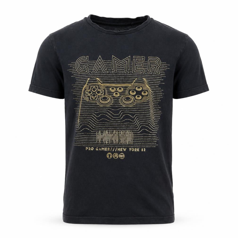 Next Boys Black Gamer Graphic T-Shirt 10 Years Cotton Short Sleeve