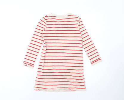 George Girls Beige Red Striped Christmas Reindeer Dress 5-6 Years