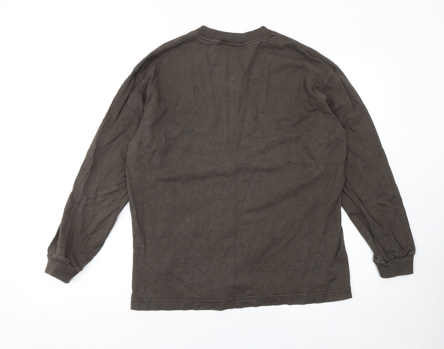 Uniqlo U Men's Brown Long Sleeve Crew Neck Cotton T-Shirt Size S