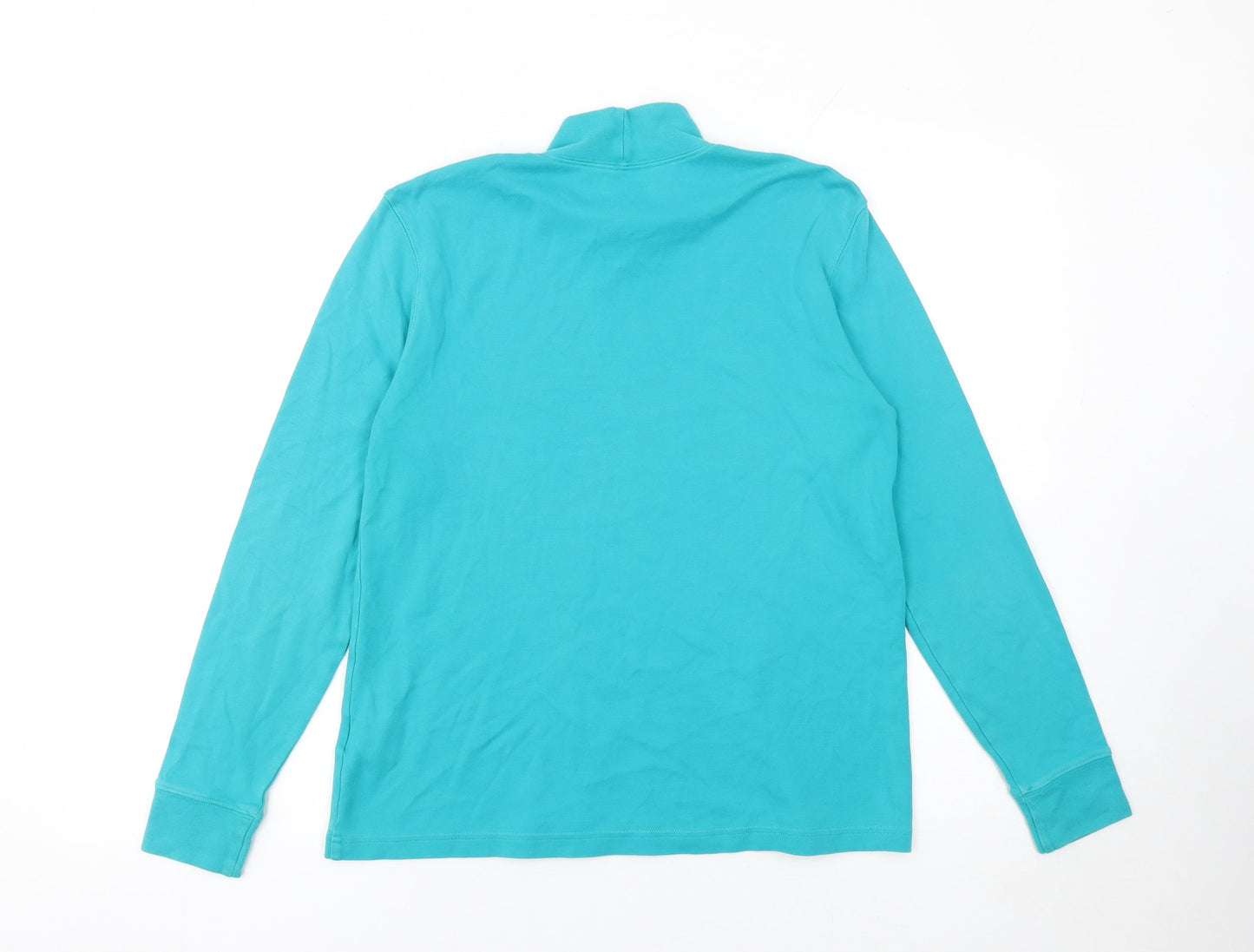 Lands' End Women's Blue Roll Neck Long Sleeve Cotton T-Shirt Size S