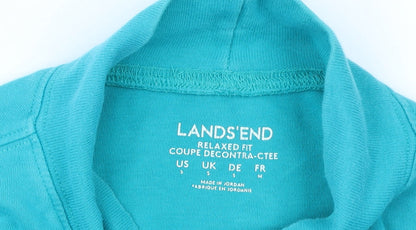 Lands' End Women's Blue Roll Neck Long Sleeve Cotton T-Shirt Size S