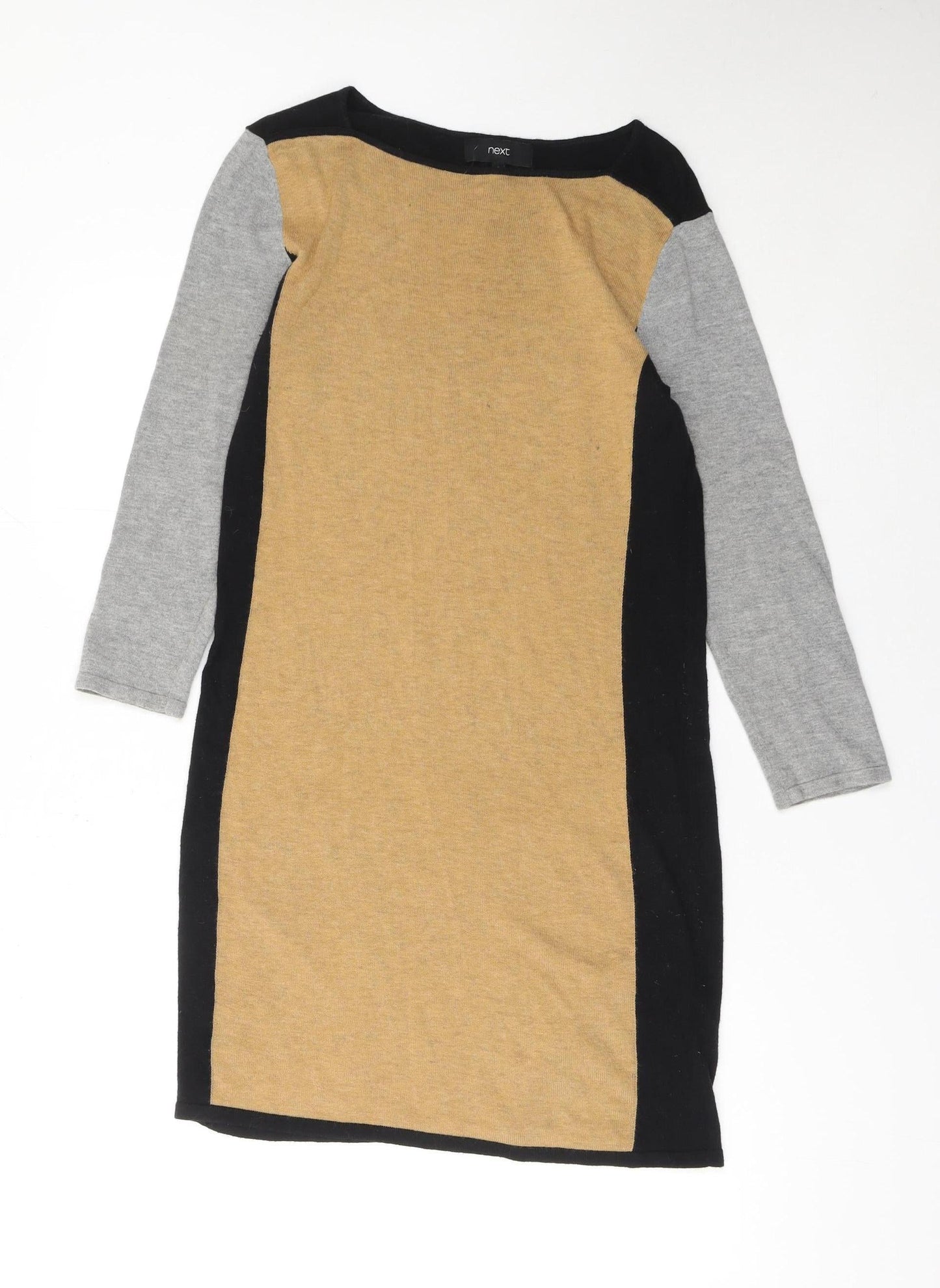 Next Womens Colourblock Shift Dress Beige Black Grey Size 8