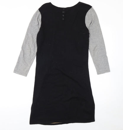 Next Womens Colourblock Shift Dress Beige Black Grey Size 8