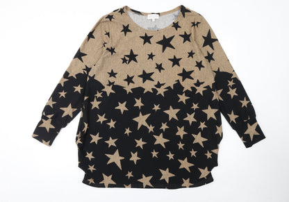 Womens UK Size 12 Apricot Black Pullover Jumper