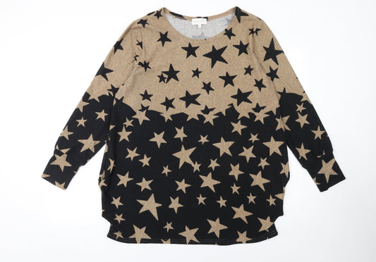 Apricot Women’s Black Star Print Long Sleeve Pullover Jumper Size 12