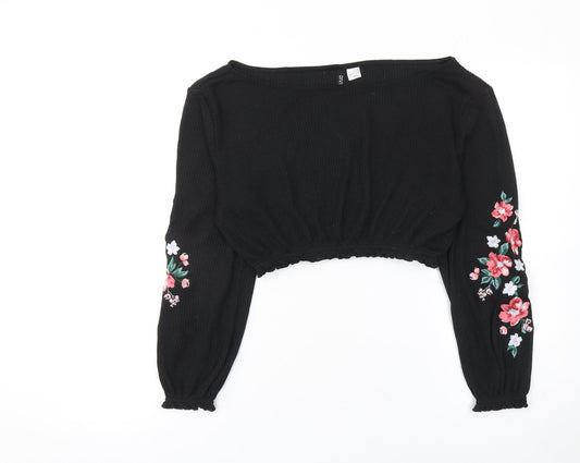 Womens UK Size S H&M Black Cropped Blouse