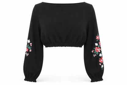 Womens UK Size S H&M Black Cropped Blouse