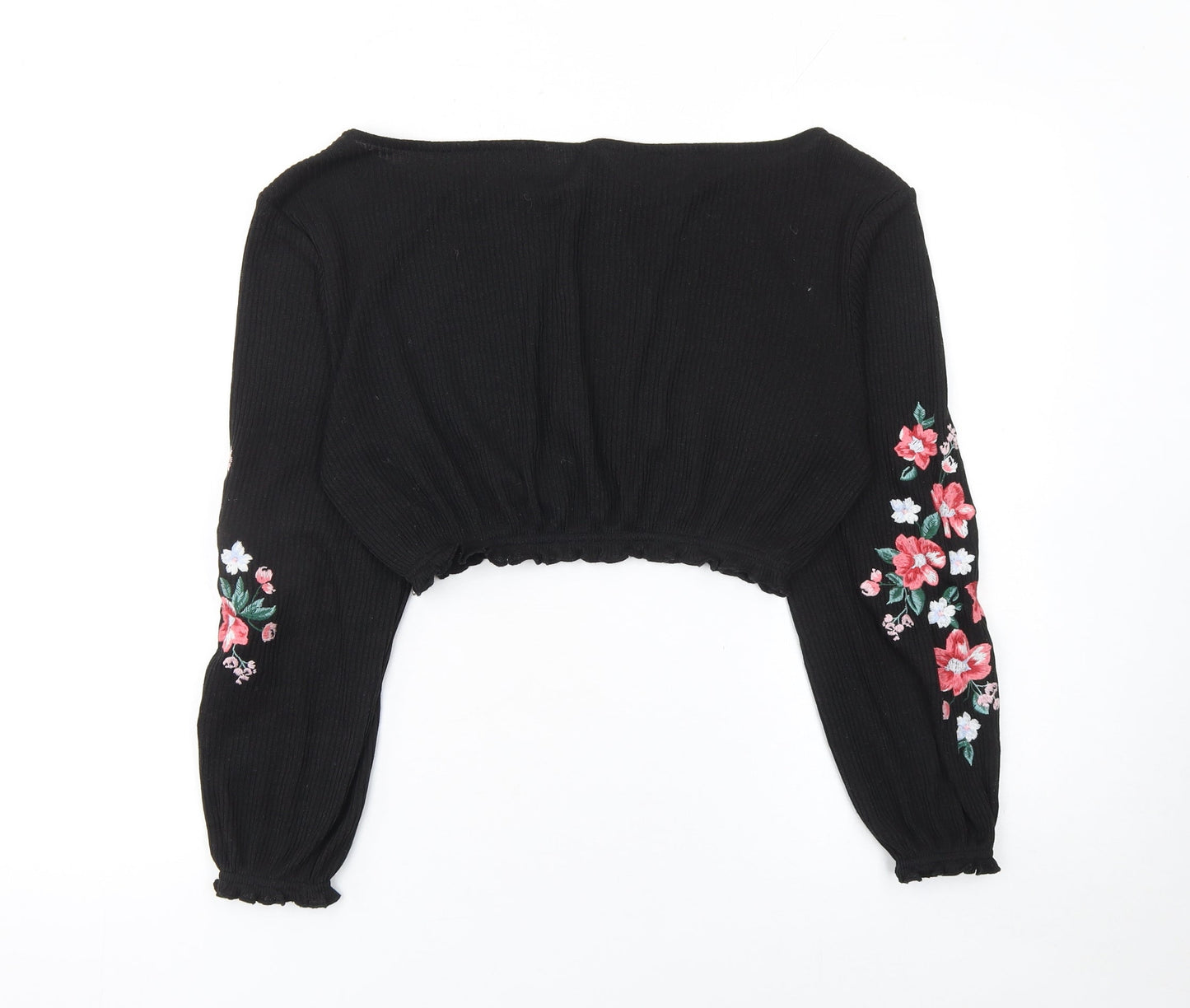 Womens UK Size S H&M Black Cropped Blouse