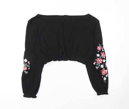 Womens UK Size S H&M Black Cropped Blouse