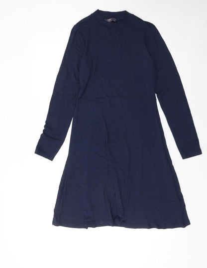 Marks and Spencer Women Blue Size 8 A-Line Knee Length Jersey Dress