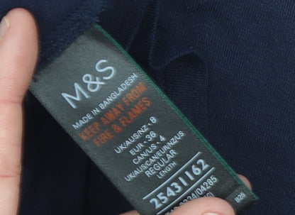 Marks and Spencer Women Blue Size 8 A-Line Knee Length Jersey Dress