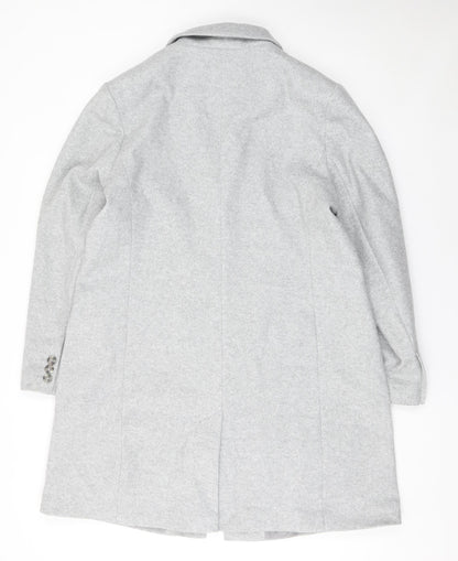 Primark Women Grey Mid-Length Polyester Overcoat Size 16