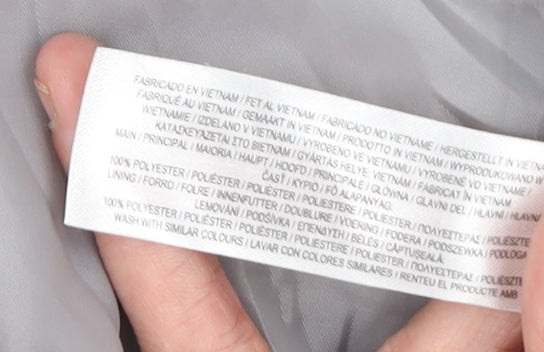 Primark Women Grey Mid-Length Polyester Overcoat Size 16