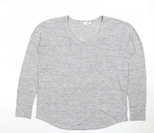 GAP Women’s Grey V-Neck Long Sleeve Basic Jersey T-Shirt Size S