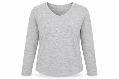 Gap Women’s Grey V-Neck Long Sleeve Basic Jersey T-Shirt Size S