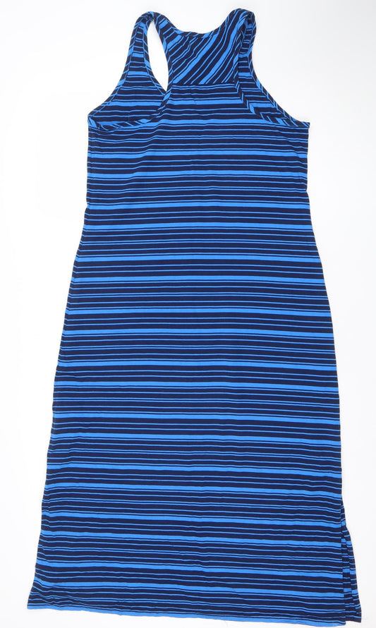 Lands' End Women's Blue Striped Cotton Tank Dress Size M